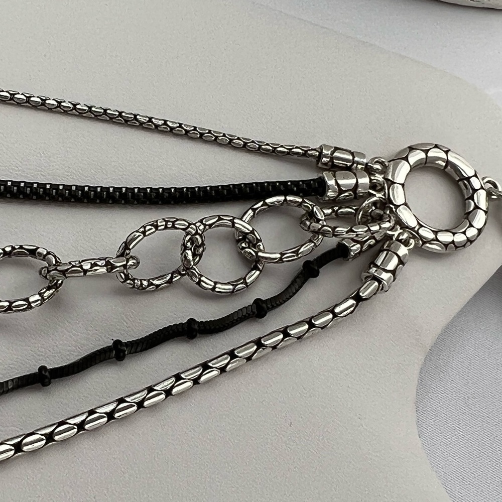 𝅺Brighton Pebble Cascade Layered Multi Strand Silver Necklace - Picture 8 of 12